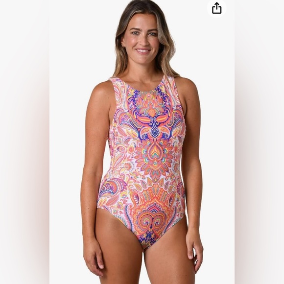 JANTZEN Beautiful Bazaar High Neck One-Piece Size 10 New - Picture 1 of 7